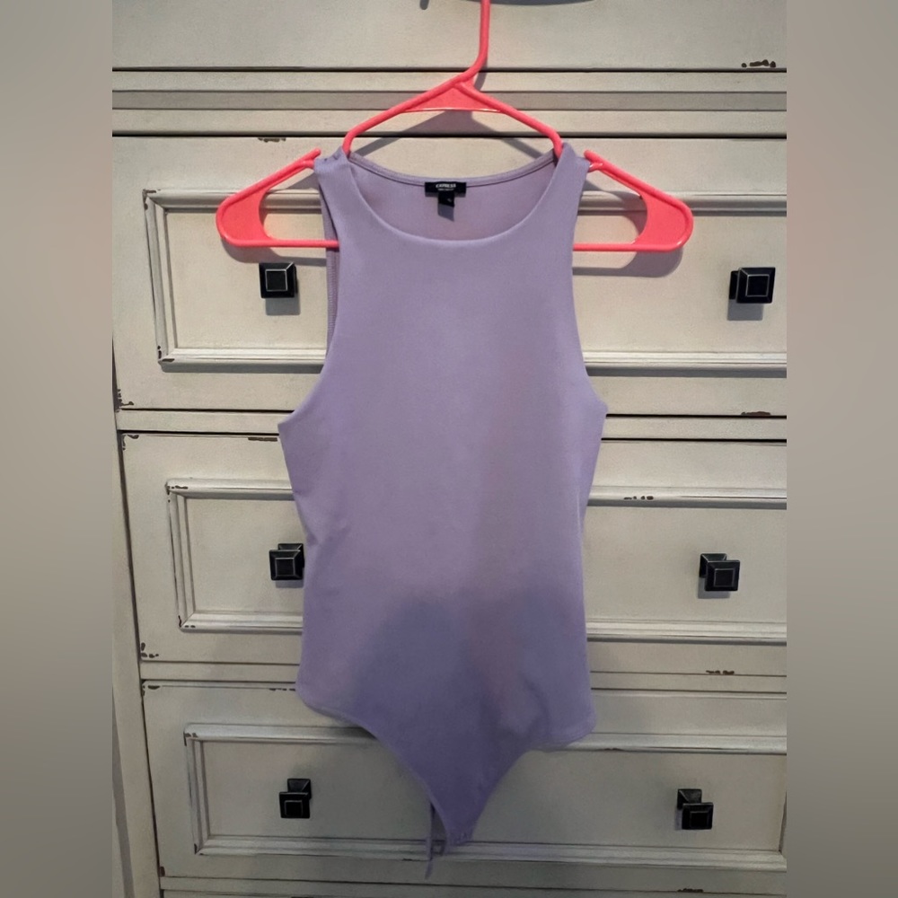 Express body contour mock neck tank thong body suit